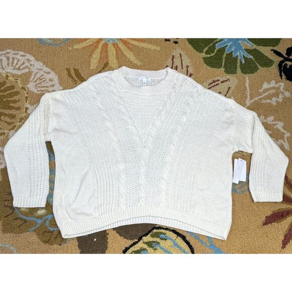Abound Cable Knit Sweater Women’s Large Cream White Pullover Textured Knit USA - Picture 1 of 6